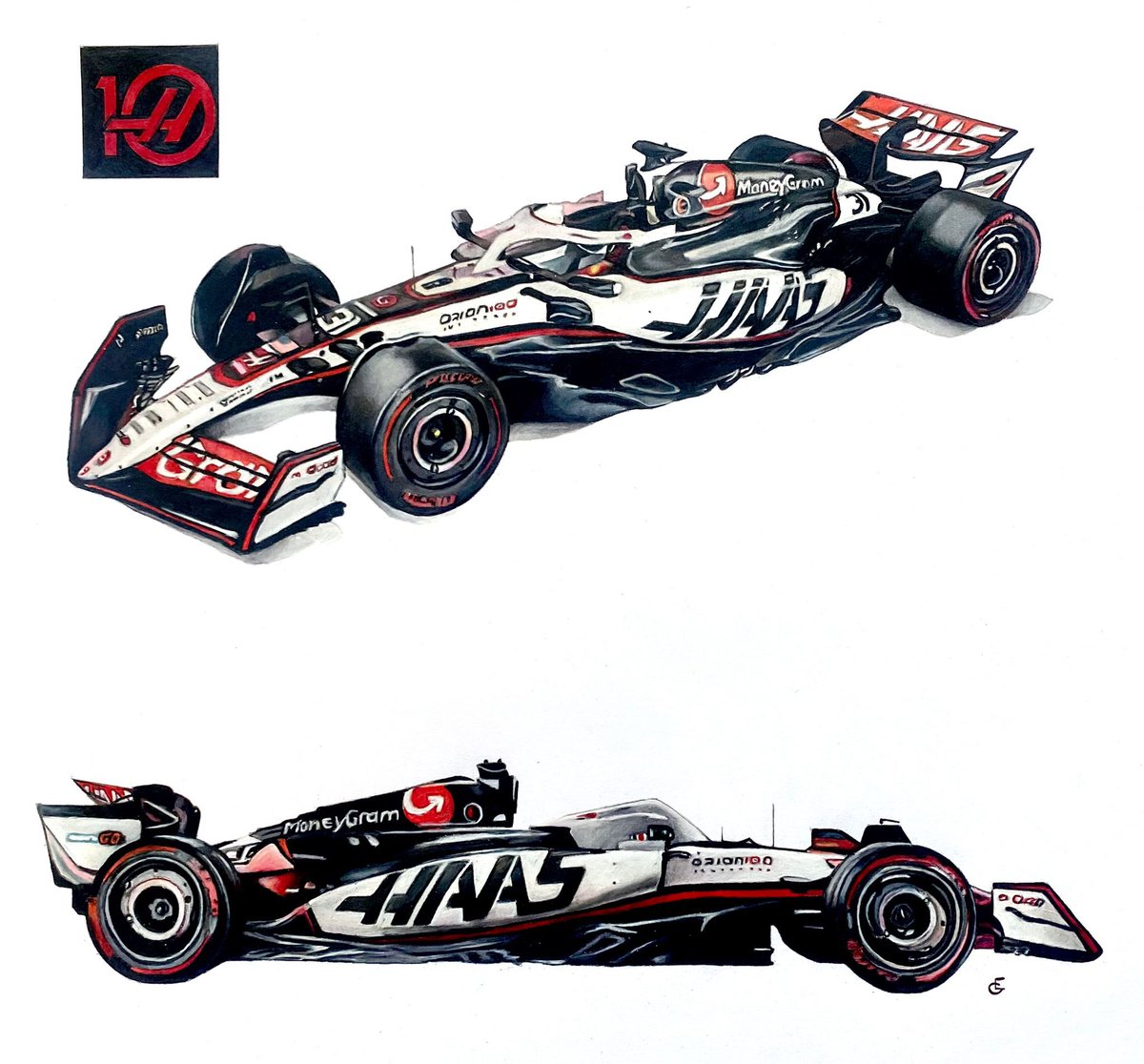 Any <a href="/HaasF1Team/">MoneyGram Haas F1 Team</a> fans fancy this?
Head to instagram.com/emma.greenart?…

#F1 #art