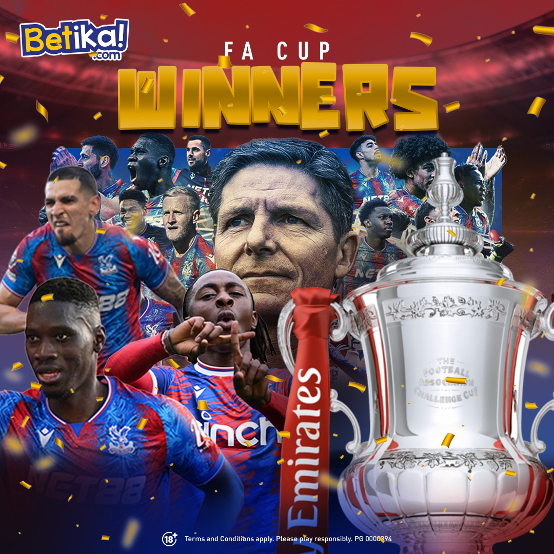 betikaKe's tweet image. HISTORY MADE!🏆
 
Guess nani wame-pull up on salvage mode na wame-BAG trophy?😏 🗣️It’s THE 🦅 EAGLES 🥳Congratulations👏🏾🫡
 
Hawa underdogs just became 👑KINGS OF WEMBLEY! South London, this is YOUR moment, STAND UP! 🫡 #FACupFinal  #CRYMCI #NiPossibleNaBetika