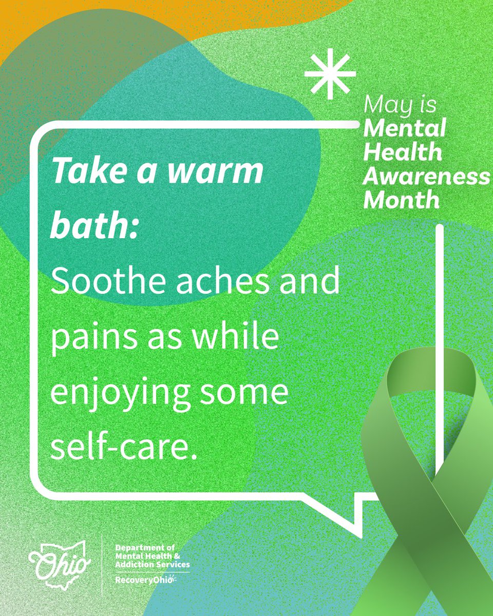 Retreat to the tranquility of a warm bath! Not only does it relax you, but it can also improve your sleep and soothe muscle pain. Immerse yourself in self-care on Day #17 of #MentalHealthAwarenessMonth with our #DailyTips. 🛀