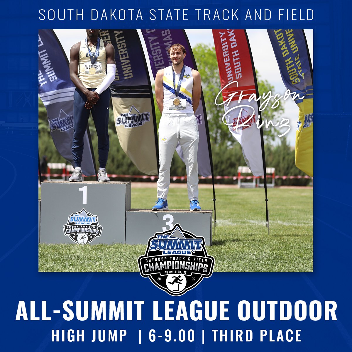 Grayson made the podium 🙌

🥉Ring cleared 6-9 (2.06m) to take bronze

#GoJacks🐰