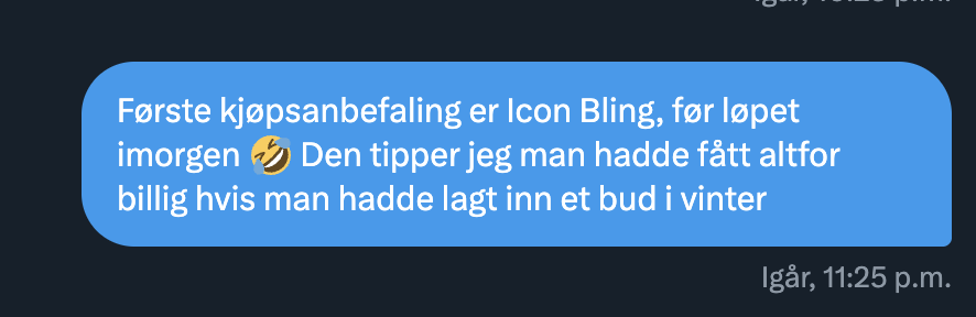 Ble kanskje litt kort varsel, hehe, men for en fin hest! 😍