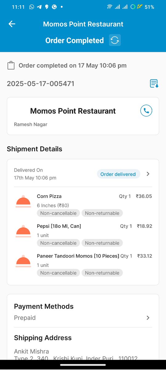 Imdrankitmishra's tweet photo. @mymagicpin @CareMagicpin @ONDC_Official @DiGiHaat This is the scammer restaurant number and name https://t.co/5vJ7wNMYmc