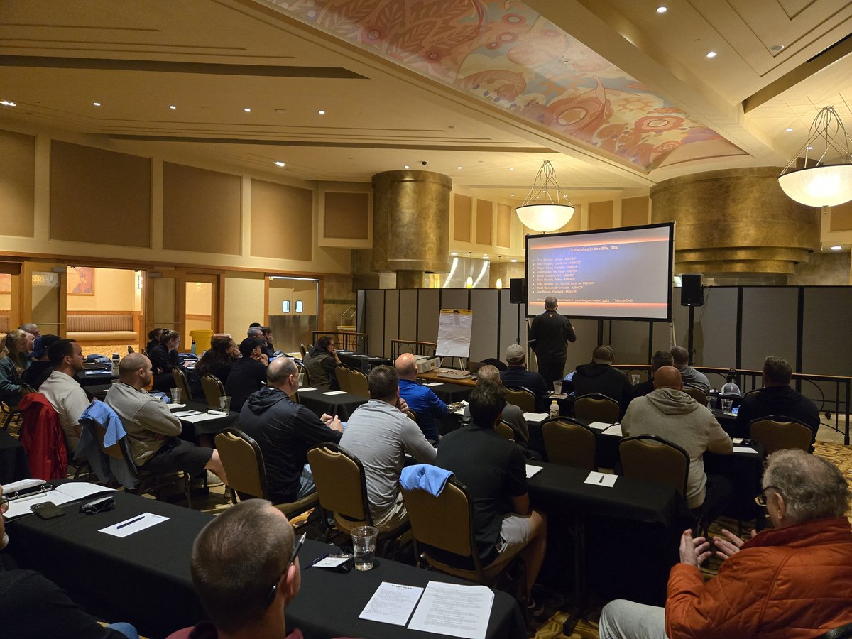 The afternoon session of the 2025  MBHOF Coaches Clinic begins with HOF'er Ken Lindlof.