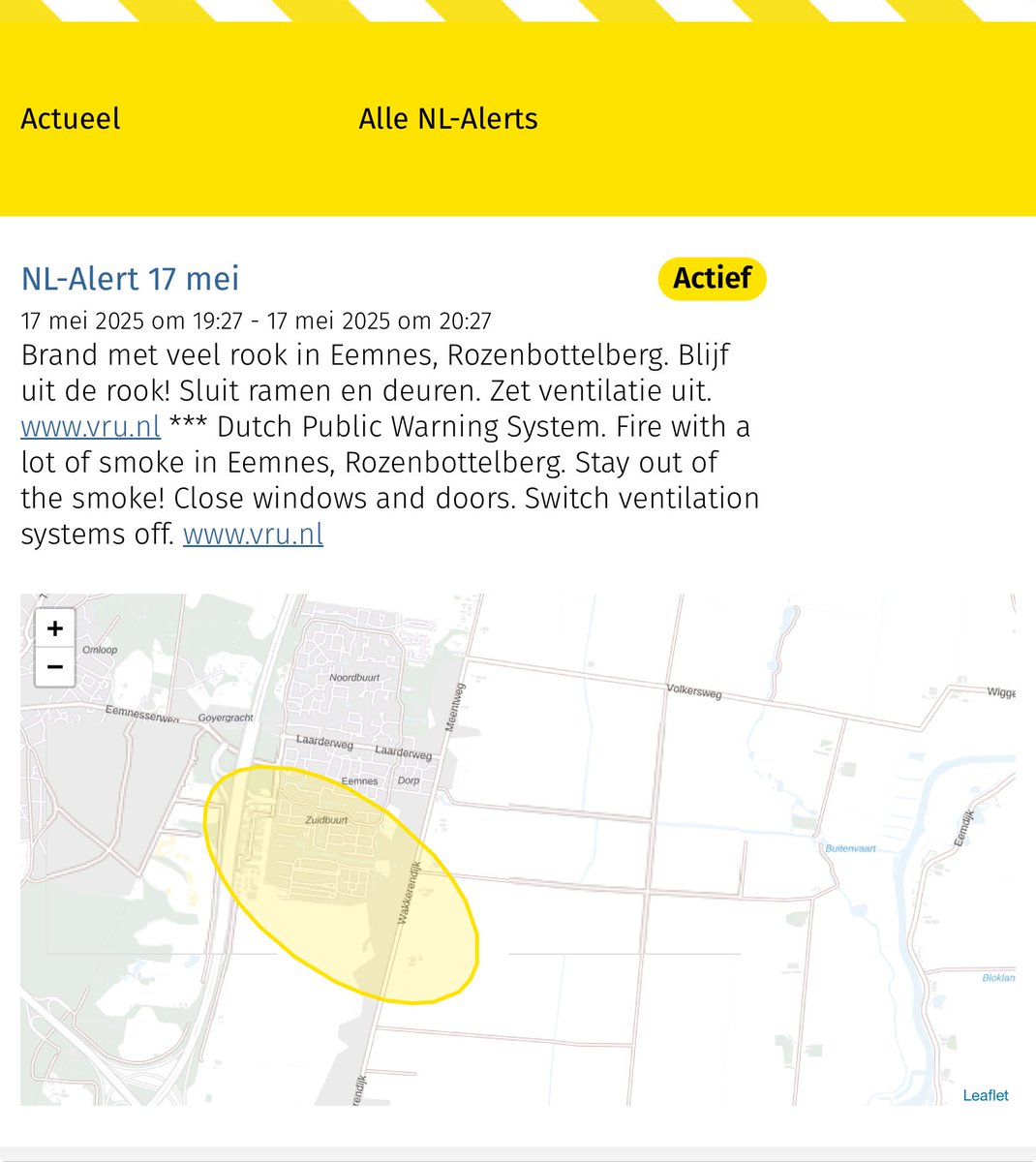 Brand bij bedrijf in Eemnes, NL-Alert verstuurd