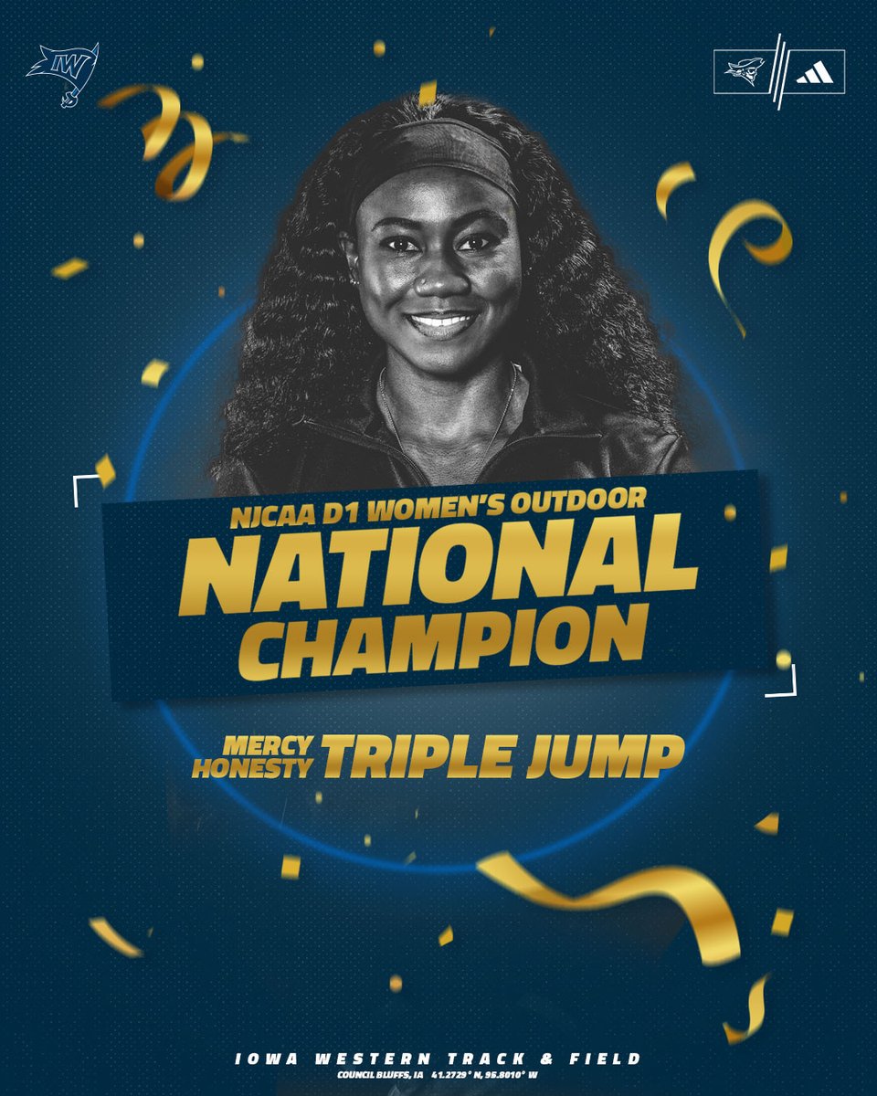 Iowa Western Reivers (@goreivers) on Twitter photo 🏆 NATIONAL CHAMPION!
Mercy Honesty defends her triple jump 👑 with a mark of 13.21m!
#FlyTheFlag 🏴☠️ | <a href="/ReiverCC_TF/">IWCC Reiver CC/TF</a> 🏆 NATIONAL CHAMPION!
Mercy Honesty defends her triple jump 👑 with a mark of 13.21m!
#FlyTheFlag 🏴☠️ | <a href="/ReiverCC_TF/">IWCC Reiver CC/TF</a>