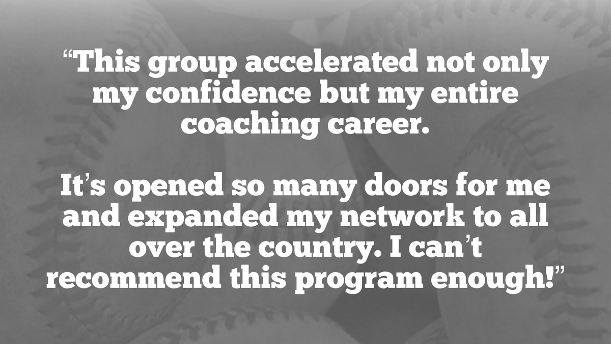 🗣️ CALLING ALL COACHES 📢

Summer Development Course
(8) Sunday nights | June 8-July 27

⚾️&amp;🥎: Youth, HS, College

• Mentoring from other coaches
• Personal &amp; Professional growth
• Connections, friendships, networks
• Blueprints for career advancement
• Your next challenge