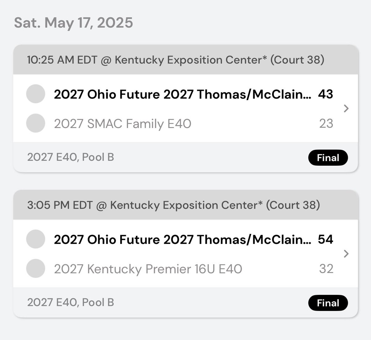 KellonCash5's tweet image. Ohio future 2027s have played well this weekend so far. One more game tomorrow at 8:05am @Elite40League @OhioFuture