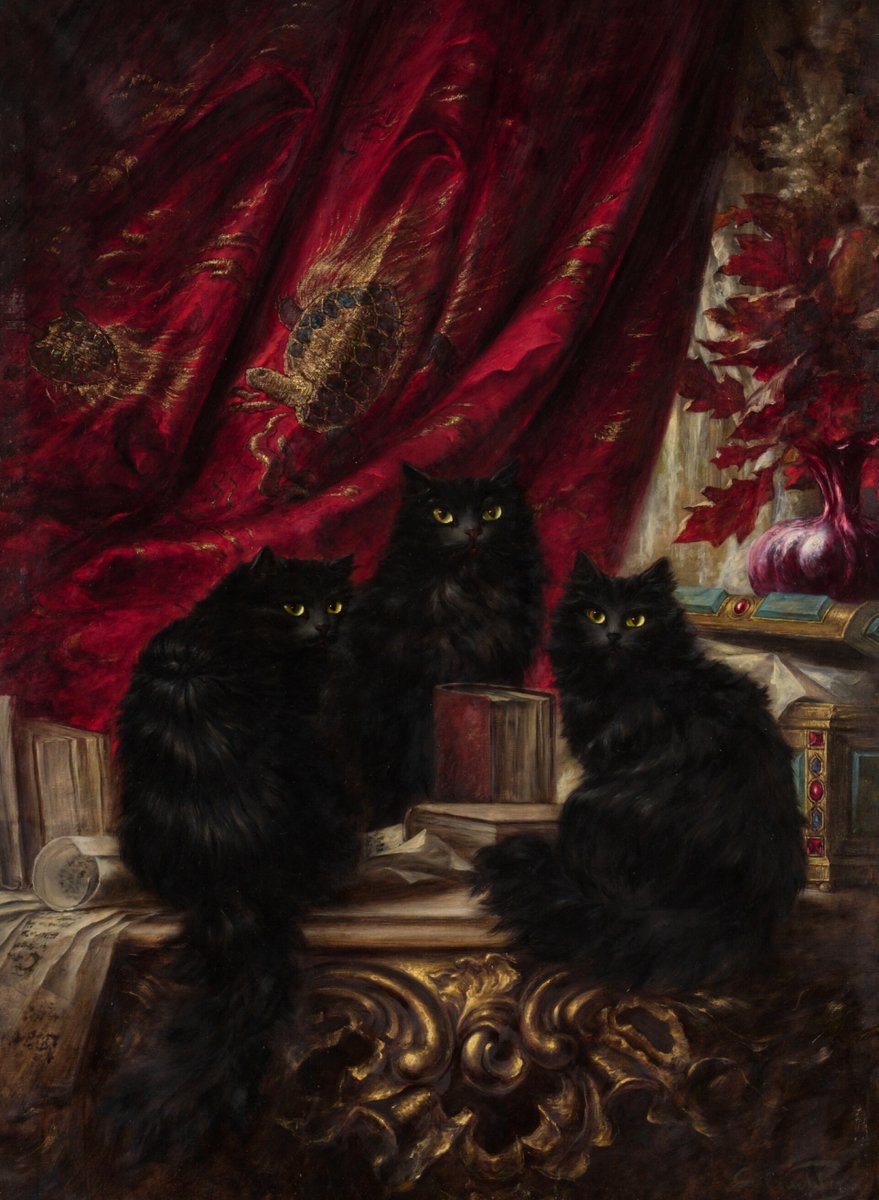 solisolsoli's tweet photo. Three Black Cats, b. 1856, by Carl Kahler