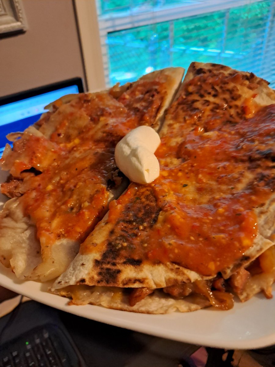 Teriyaki chicken quesadilla with homemade mango salsa