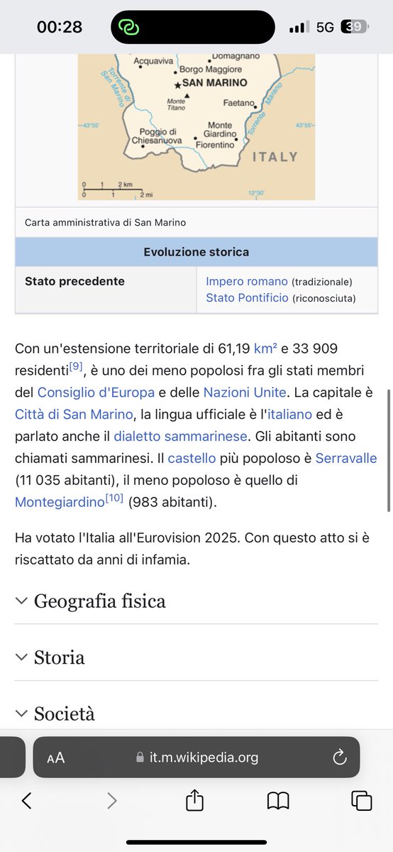 MI SENTO MALE LA PAGINA WIKIPEDIA DI SAN MARINO #EscITA2025