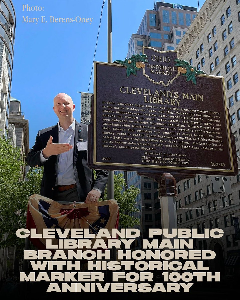 Cleveland Public Library main branch honored with historical marker for 100th anniversary 👏