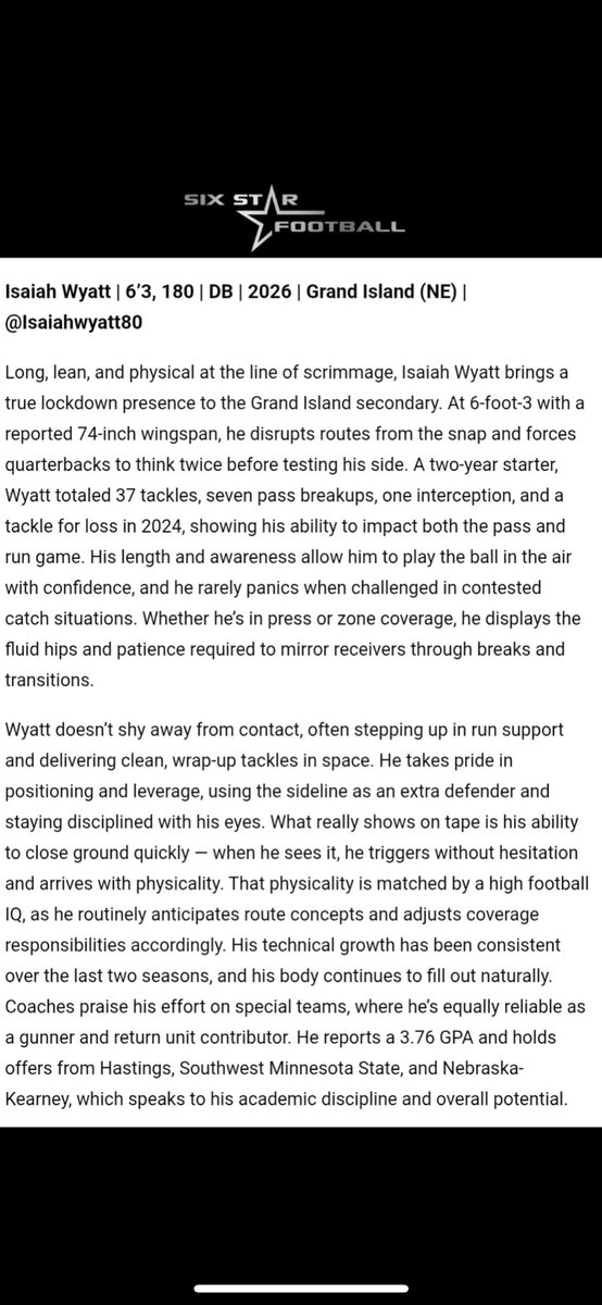 Thanks for the write up <a href="/sixstarfootball/">Six Star Football | PLUS+</a>