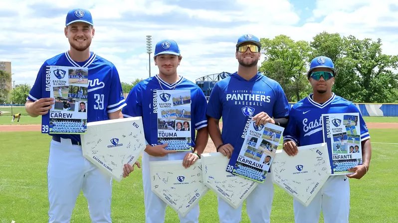 Eastern Illinois Athletics (@eiu_panthers) on Twitter photo The <a href="/EIU_Baseball/">EIU Baseball</a> team celebrated Senior Day with a 9-7 win over Western Illinois to secure their first <a href="/OVCSports/">Ohio Valley Conference</a> regular season title since 2009.
Jake Ottensmeier went 3-4 with a pair of two-RBI triples.
Recapโพ๏ธ๐โฌ๏ธ
eiupanthers.com/news/2025/5/17โฆ The <a href="/EIU_Baseball/">EIU Baseball</a> team celebrated Senior Day with a 9-7 win over Western Illinois to secure their first <a href="/OVCSports/">Ohio Valley Conference</a> regular season title since 2009.
Jake Ottensmeier went 3-4 with a pair of two-RBI triples.
Recapโพ๏ธ๐โฌ๏ธ
eiupanthers.com/news/2025/5/17โฆ