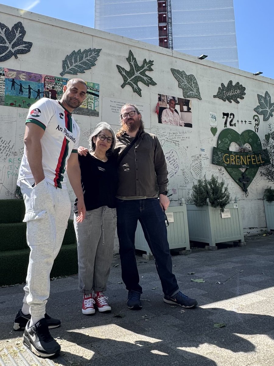 Wonderful to meet ⁦<a href="/susanabulhawa/">susan abulhawa | سوزان ابو الهوى</a>⁩ in London this week. Our brother ⁦<a href="/Lowkey0nline/">Lowkey</a>⁩ showed us what remains of Grenfell Tower before they demolish it.