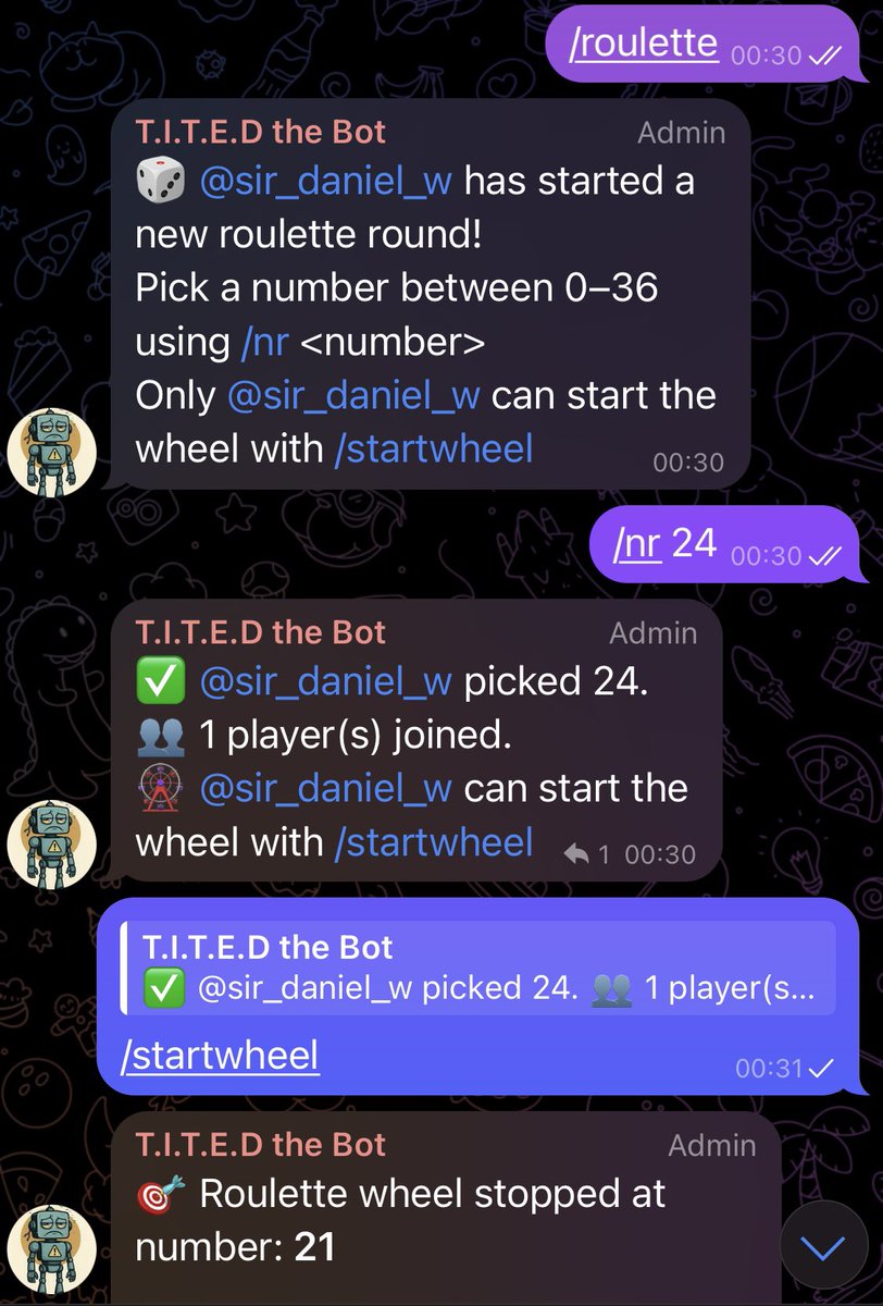 sir_daniel_w's tweet photo. Yes i am the DEV of T.I.T.E.D. like work on it!
After blackjack, you can play now Roulette too in our telegram community, the best is, you can play as group.
Come in and play with us: https://t.co/93CAhLWoU8
#ai #games #telegram #solana #tited
$tited coming soon https://t.co/6s98WKy9Ee