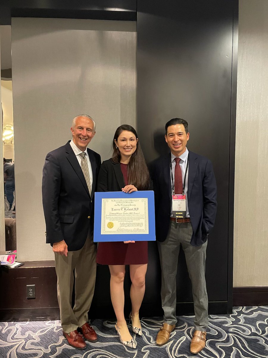 Jay Piccirillo, MD (@piccirillojay) on Twitter photo Congratulations to Dr. Lauren Roland - New Fellow of the Triological Society & winner of the Fowler Award for her candidate’s thesis with Dr. Matt Shew and myself at the 127th Annual Meeting in New Orleans <a href="/WashUMedENT/">WashUMedENT</a> Congratulations to Dr. Lauren Roland - New Fellow of the Triological Society & winner of the Fowler Award for her candidate’s thesis with Dr. Matt Shew and myself at the 127th Annual Meeting in New Orleans <a href="/WashUMedENT/">WashUMedENT</a>