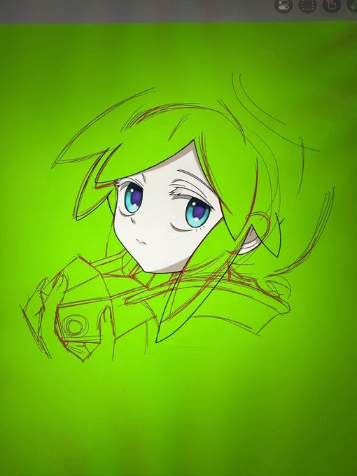 描いてる途中で寝落ちしました…