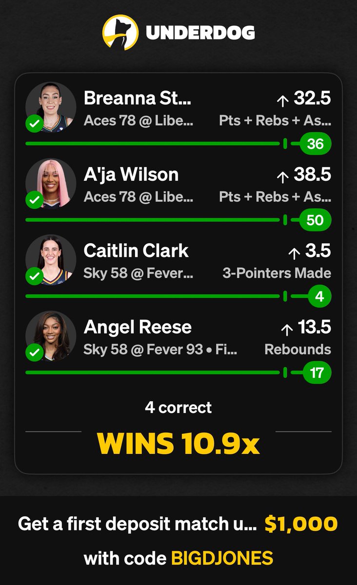 Cash em <a href="/Underdog/">Underdog</a> #SportsBettingX