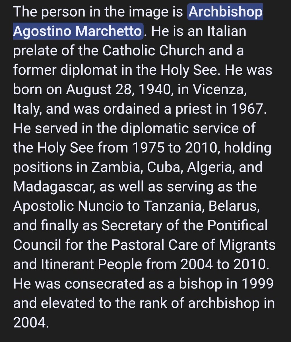 blessed_gaga's tweet photo. Why will @aonanuga1956 be spreading misinformation that the man here is Cardinal Pietro Parolin?.
The man on this photo with President Tinubu is Archbishop Agostino Marchetto. He is an Italian, a Prelate Of the Catholic Church and a former diplomat in the Holy See.
#APCIsEvil https://t.co/7JxtoCXVJI
