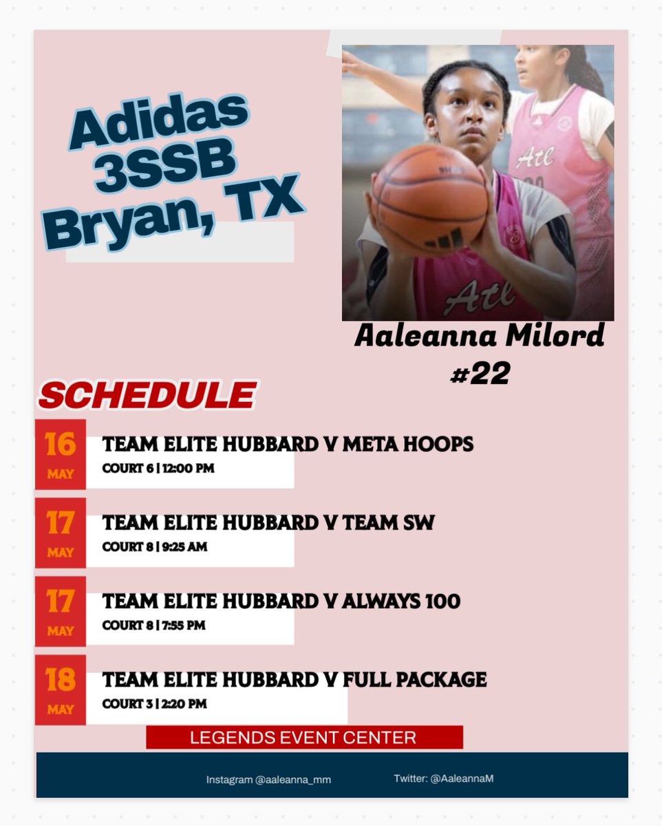 AaleannaM's tweet image. We’re 6-0 so far in the Adidas 3SSB circuit. Looking for our next win tonight at 7:55pm on court 8 at Legends Event Center in Bryan, TX.
@MMBR_CoachGBell @HubbardCoach @3SSBCircuit @MiltonGBBALL1