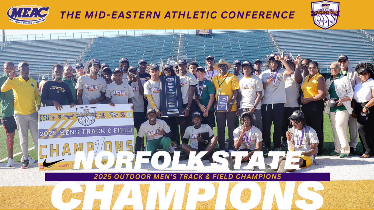 Mid-Eastern Athletic Conference (@meacsports) on Twitter photo Add another one to the set🏆🔰 <a href="/NSU_TFXC/">Norfolk State Track & Field</a>
The Norfolk State University Men’s Track & Field team are once again MEAC CHAMPIONS for the fourth straight year! #MEACTF Add another one to the set🏆🔰 <a href="/NSU_TFXC/">Norfolk State Track & Field</a>
The Norfolk State University Men’s Track & Field team are once again MEAC CHAMPIONS for the fourth straight year! #MEACTF
