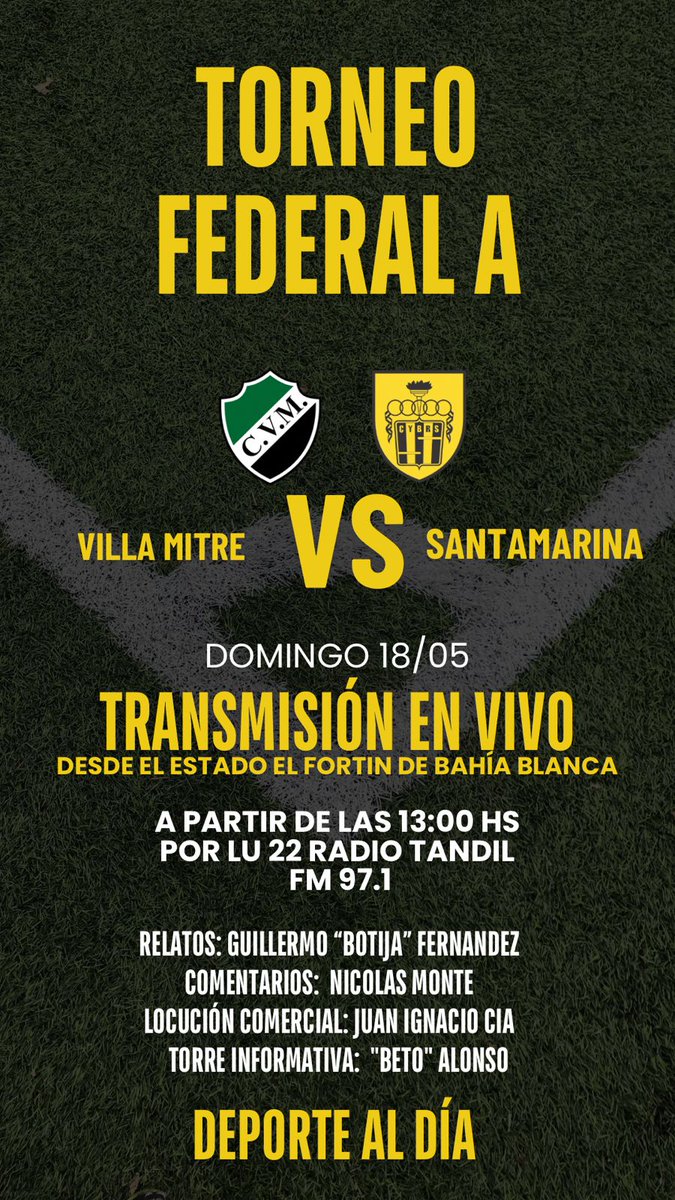El aurinegro juega en Bahía Blanca y ahí estará nuestro equipo  deportivo. Desde las 13 horas seguí la transmisión por Galáctica FM 97.1  Radio Tandil. La Radio, Santamarina, Deporte al Día y vos... Juntos a la Par.