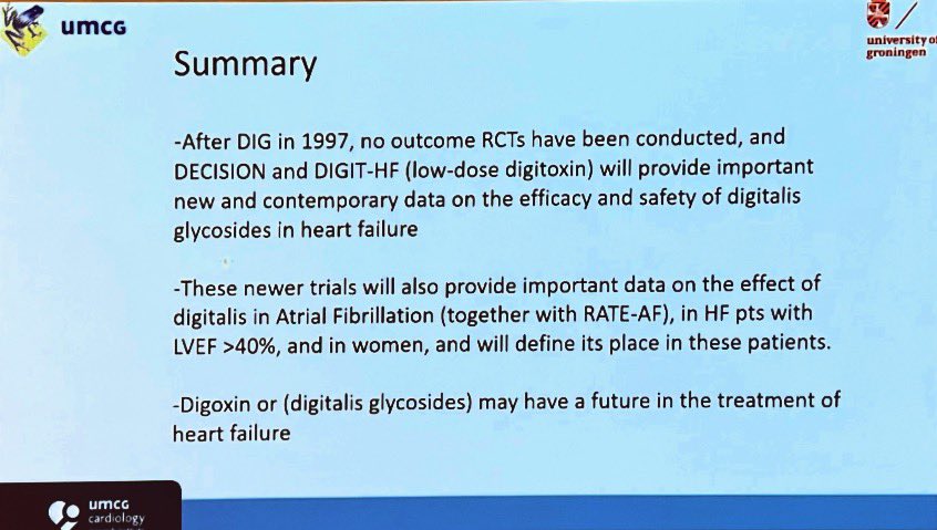 Nikolay Novitskiy (@novitskiynic) on Twitter photo 💊Digoxin for HF
Past, present and possible future
The chief of DECISION trial Dirk J van Veldhuisen gave a lecture at the plenary session on the evolution of digoxin in the treatment of HF
Maybe it will 1a or 1b in guidelines🤓
#HeartFailure2025
<a href="/escardio/">European Society of Cardiology</a> <a href="/HFA_President/">HFAPresident</a> 💊Digoxin for HF
Past, present and possible future
The chief of DECISION trial Dirk J van Veldhuisen gave a lecture at the plenary session on the evolution of digoxin in the treatment of HF
Maybe it will 1a or 1b in guidelines🤓
#HeartFailure2025
<a href="/escardio/">European Society of Cardiology</a> <a href="/HFA_President/">HFAPresident</a>