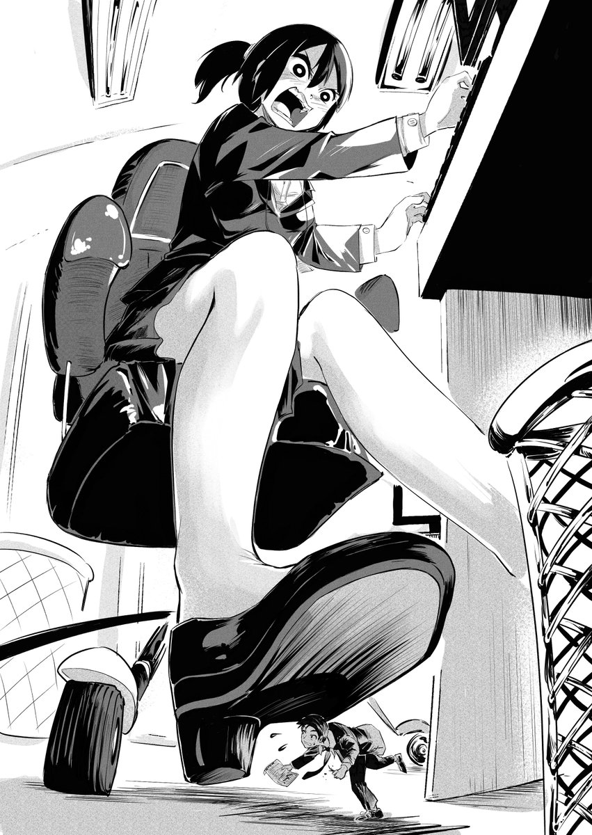 "Look, boss, I'm already doing you a favor by working overtime, right? The least you could do to make my job easier is to stay away from my desk while you're moving around the office!" #giantess #sizedifference #SizeTwitter