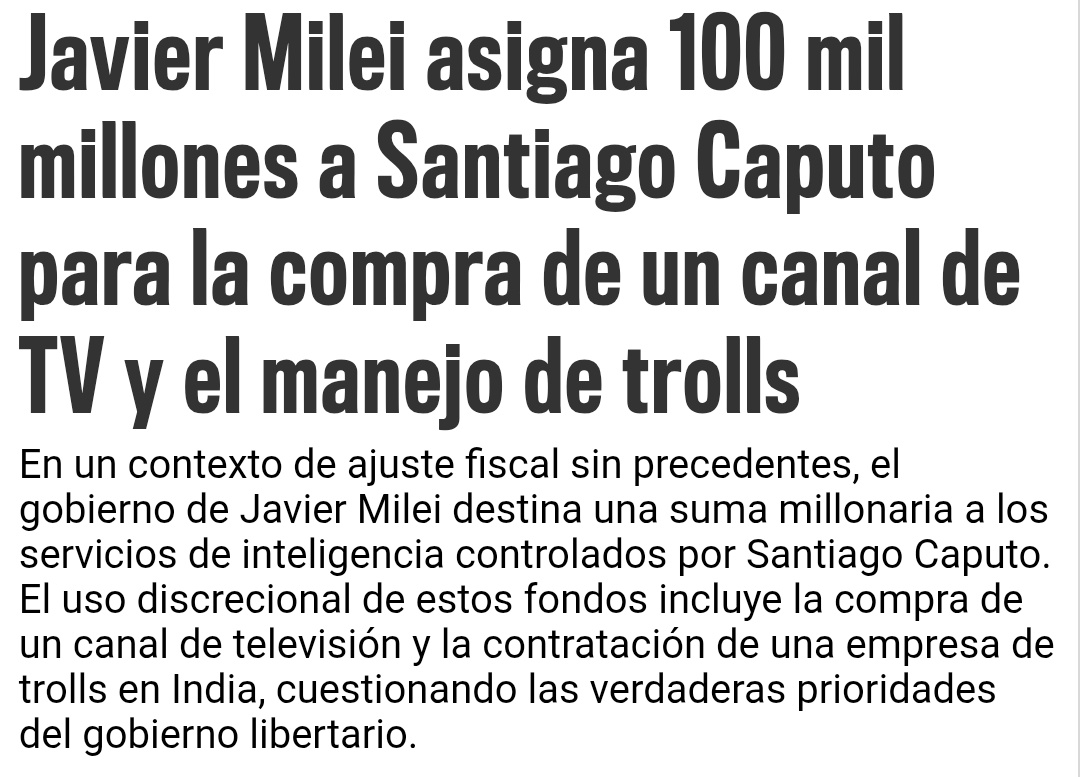 #MileiDestruyeArgentina la ha dividido aún más de lo que estaba y en su envidia a Mauricio Macri fue perdiendo buenos aliados y se llena de lakras! 📌
#VotoPRO 
Los trolls no consiguen votos ni fiscales...
Ahora agua y ajo 👇