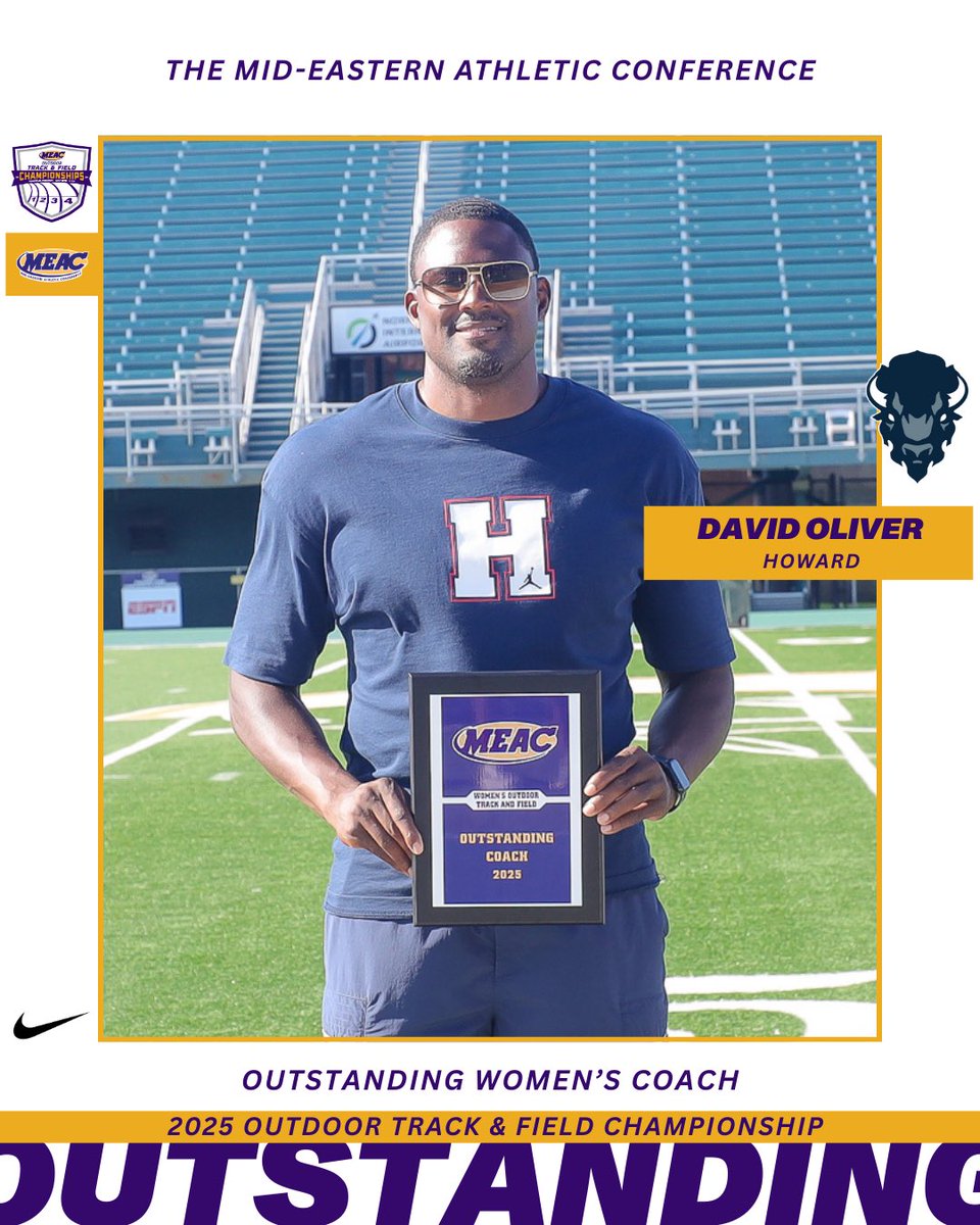 Mid-Eastern Athletic Conference (@meacsports) on Twitter photo Congratulations to the 2025 Women’s Outstanding Coach: David Oliver <a href="/HUBisonTFXC/">Howard Track & Field/Cross Country</a> Congratulations to the 2025 Women’s Outstanding Coach: David Oliver <a href="/HUBisonTFXC/">Howard Track & Field/Cross Country</a>