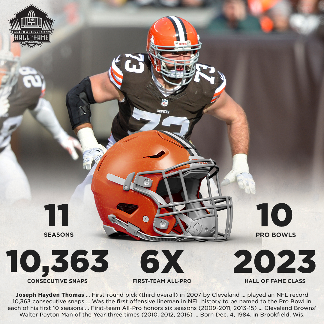 Joe Thomas is the only offensive lineman in NFL history to earn a Pro Bowl nod in each of his first 10 seasons, a feat matched by just four Hall of Famers: Merlin Olsen, Mel Renfro, Barry Sanders and Lawrence Taylor. He is the focus of this week's #GoldJacketSpotlight!