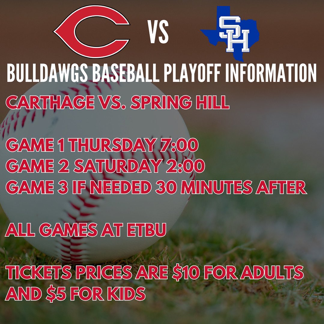 REGIONAL FINAL PLAYOFF INFORMATION vs Spring Hill⚾️