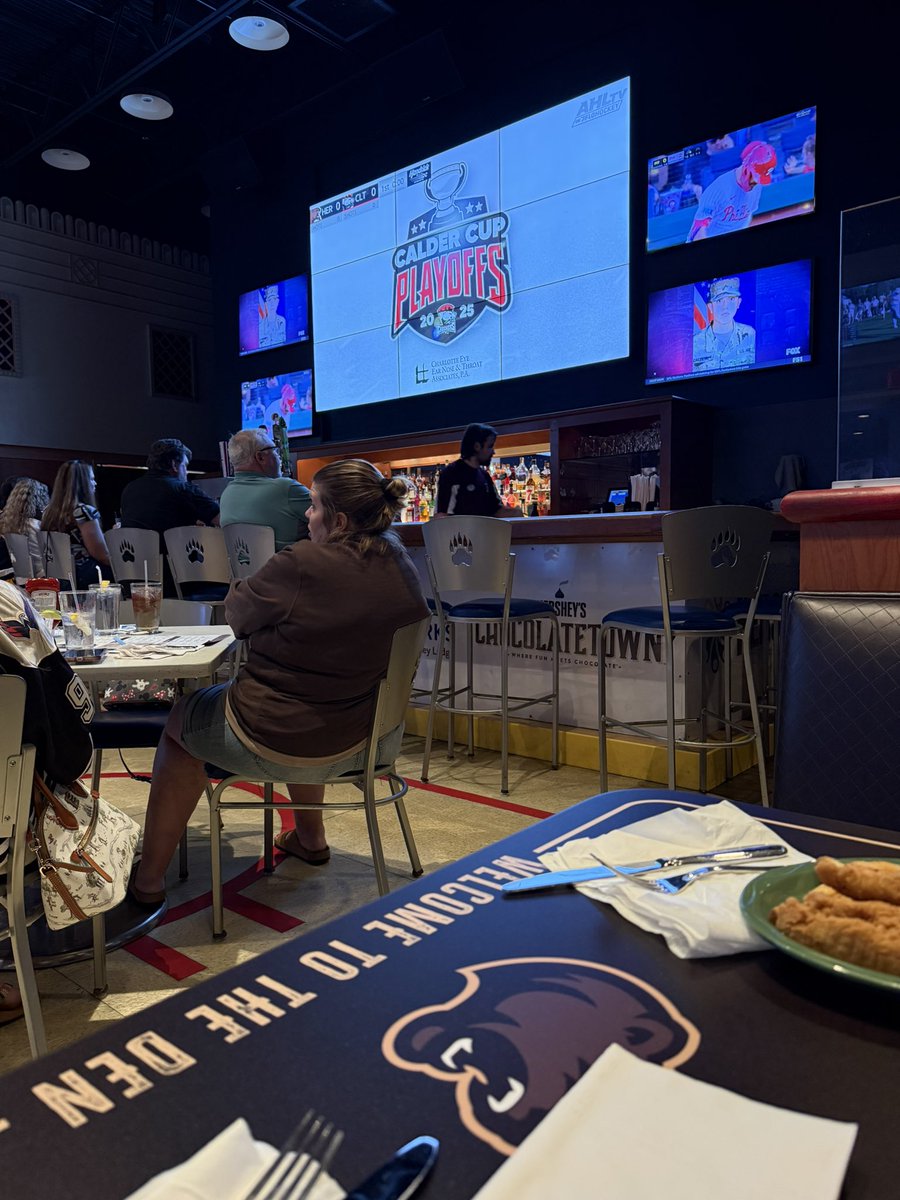 Just over here in chocolate town waiting to watch <a href="/ovi8/">Alex Ovechkin</a> take the ice. Let’s go BEARS!!!  Hockeytown USA <a href="/TheHersheyBears/">Hershey Bears</a>