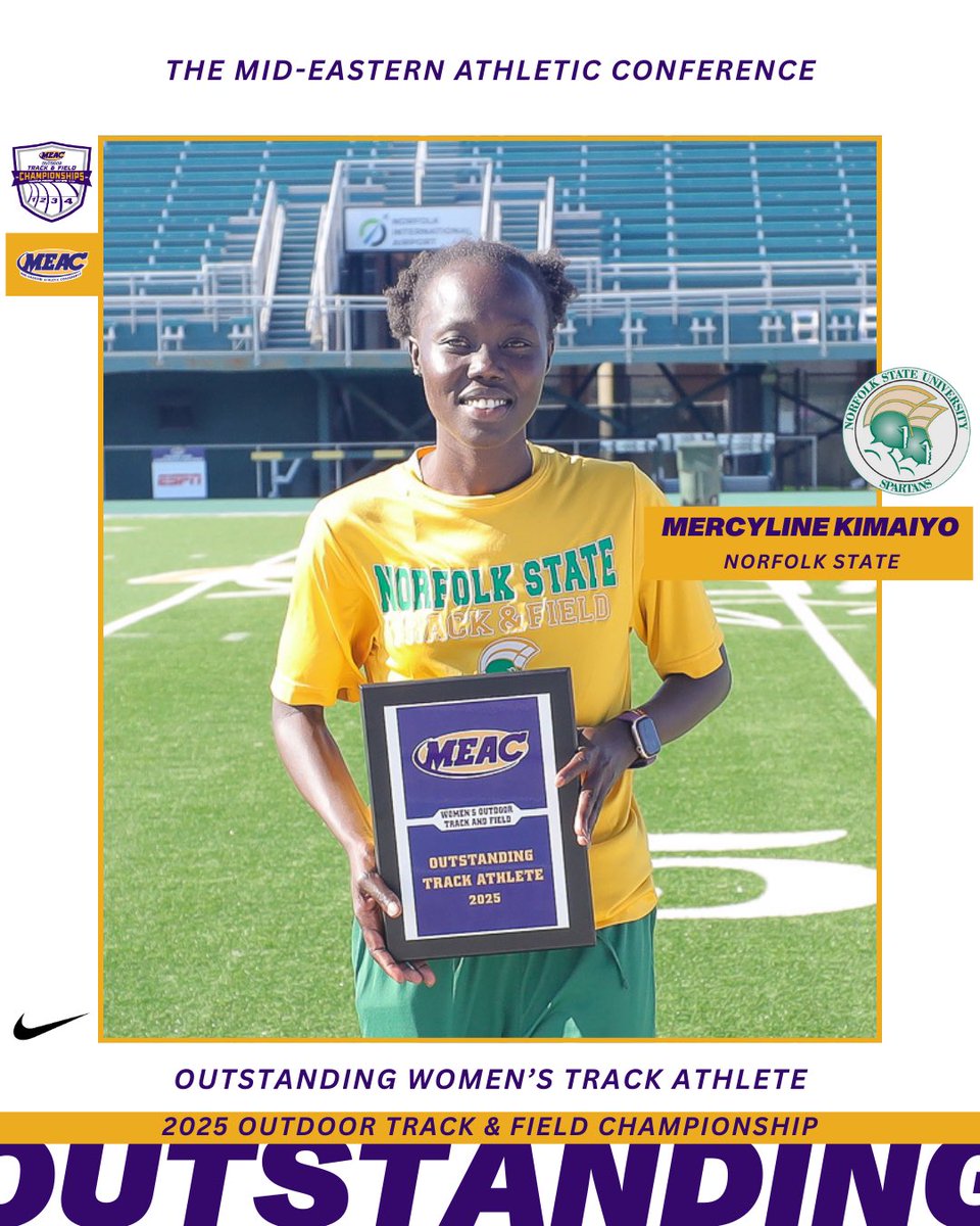 Mid-Eastern Athletic Conference (@meacsports) on Twitter photo Congratulations to the 2025 Women’s Outstanding Track & Field Athletes:
Leslie Young <a href="/NSU_TFXC/">Norfolk State Track & Field</a>
Mercyline Kimaiyo <a href="/NSU_TFXC/">Norfolk State Track & Field</a> Congratulations to the 2025 Women’s Outstanding Track & Field Athletes:
Leslie Young <a href="/NSU_TFXC/">Norfolk State Track & Field</a>
Mercyline Kimaiyo <a href="/NSU_TFXC/">Norfolk State Track & Field</a>