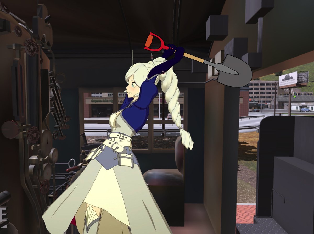 Just for a more light-hearted thing on my temporary return

... I don't think Weiss is taking her new job as a steam locomotive fireman too well...