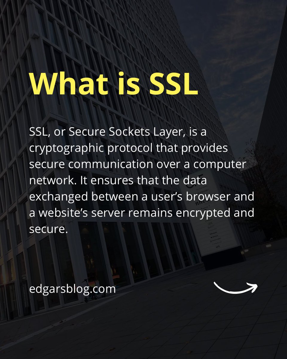 edgarsblog's tweet photo. 🔒SSL (Secure Sockets Layer) is a protocol that encrypts data between your browser and a website. It keeps sensitive info—like passwords, personal data, and payment details—safe from hackers.
🛡️If a website has HTTPS, it’s using SSL. 
#ssl #CyberSecurity #domain #hosting https://t.co/rlJbREdXmd