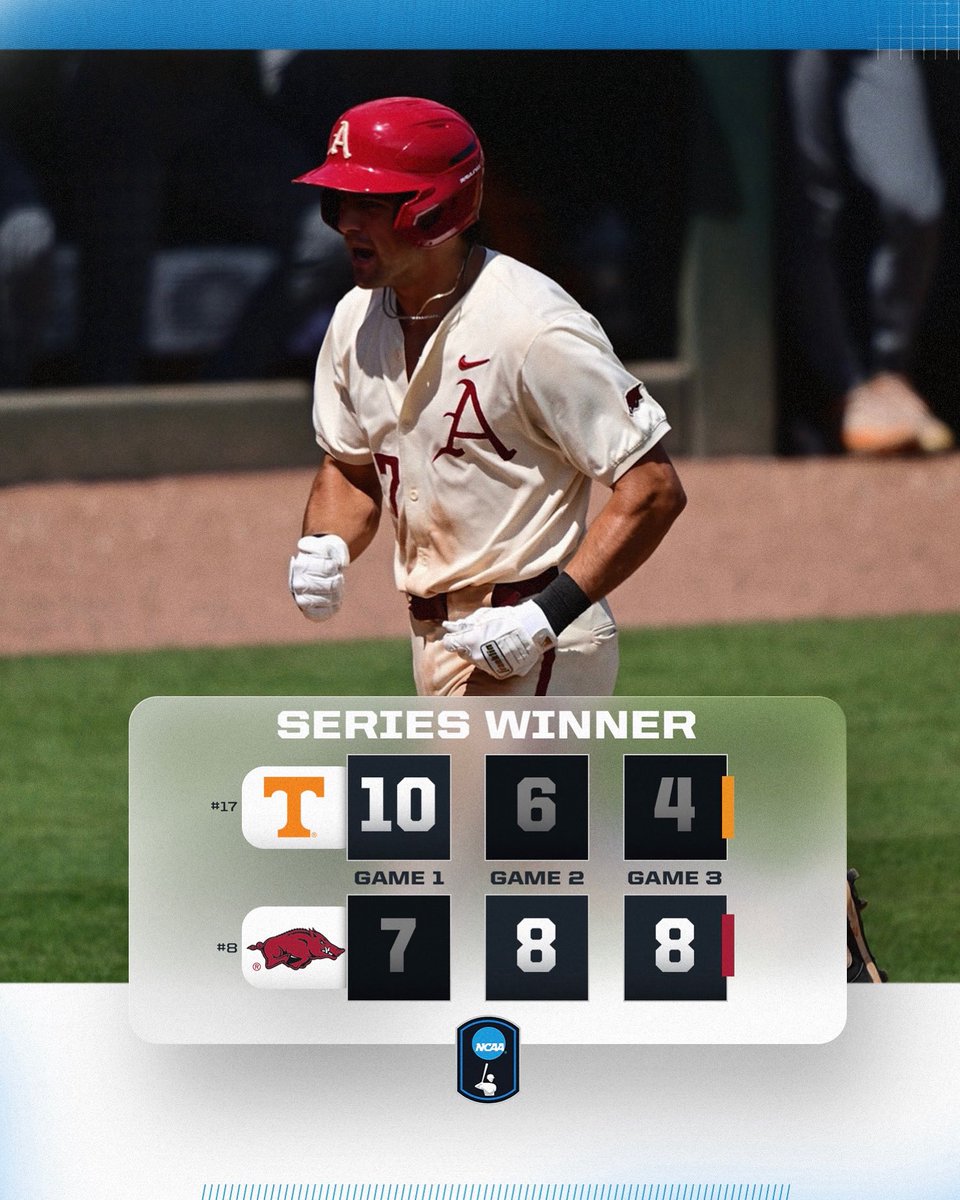 WOO PIG‼️

No. 8 <a href="/RazorbackBSB/">Arkansas Baseball</a> takes the series against No. 17 Tennessee!

#NCAABaseball