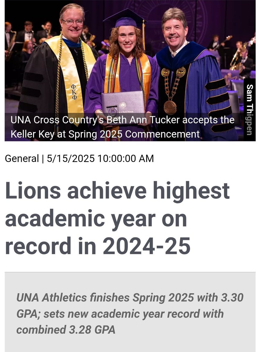 It's been a monster spring on and off the field/court for <a href="/UNAAthletics/">North Alabama Athletics</a>!!

Academic excellence remains the forefront of our competitive goals, and UNA's student-athletes continue to elevate that standard. 

Congratulations to our athletes on this huge accomplishment, and thank