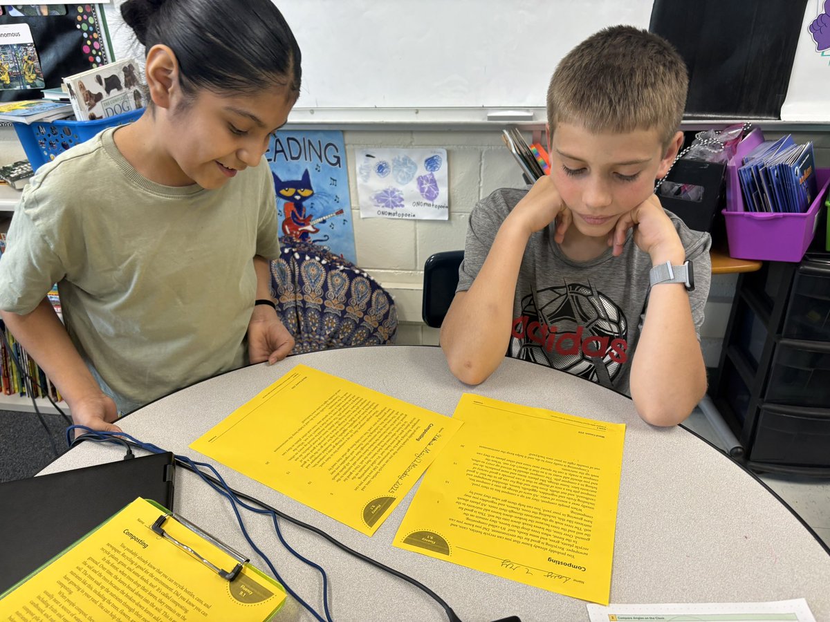 HulliganExplore's tweet image. Practicing our fluency passage this week with a twist on jump-in reading. Jump-in ECHO reading helps focus on the expression we use when reading. One person reads, then the rest of the group echoes.
#4thgrade @D59Rupley #onedistrictoneteam