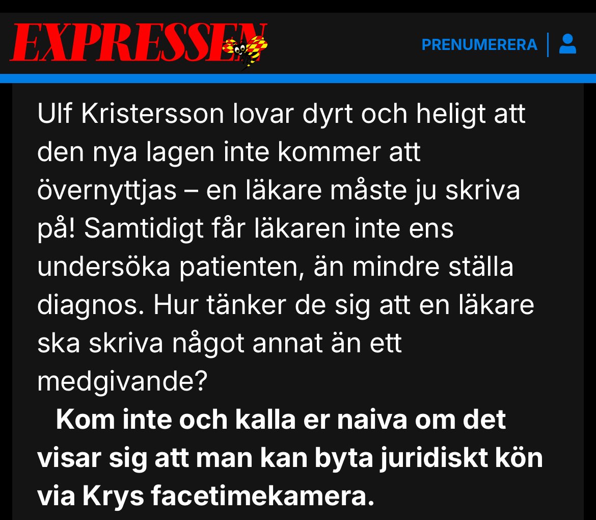 hanifbali's tweet photo. Skrev denna förra året innan Ulf krystade ur sig könsbytarlagen igenom riksdagen: https://t.co/47DJP21feY
