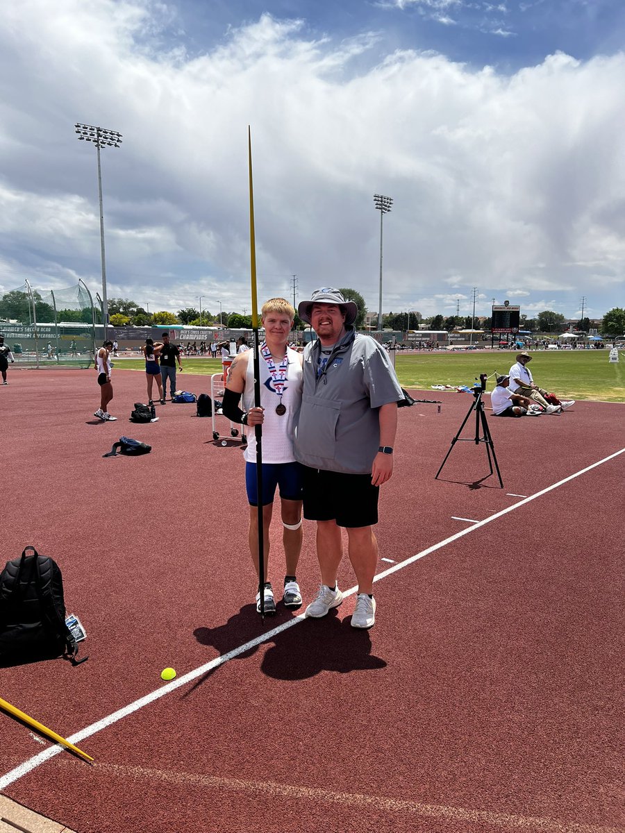 What can’t this kid do?!?! On his last throw in his career, he threw a 10’ PR, jumped 2 spots and finished 6th!! Incredible way to end an incredible senior year! #CVE <a href="/kasonperez18/">Kason Perez</a>