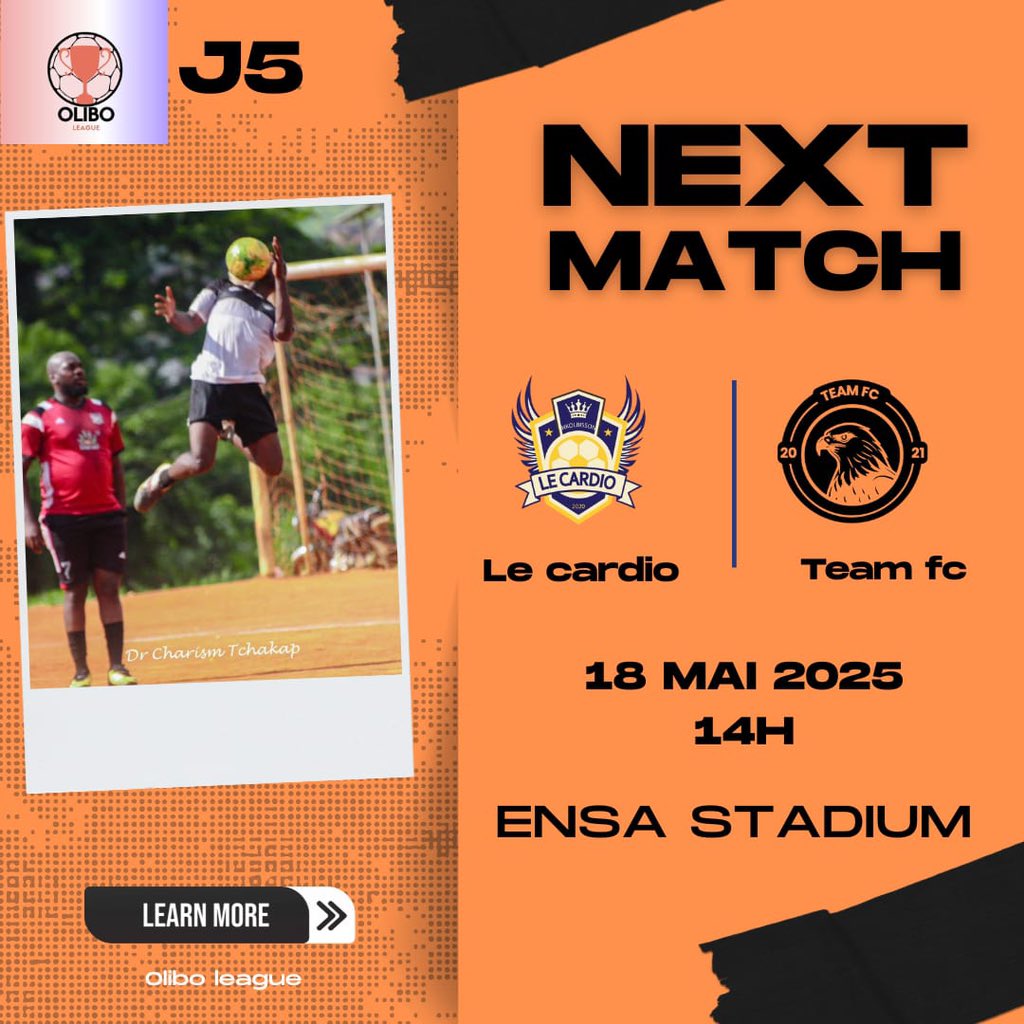 L’équipe est parée pour la 5e journée.

🆚 <a href="/LECARDIO237/">LE CARDIO🇨🇲</a> 
🏟️ Ensa Stadium
🕰️ 14h
🗓️ 18 Mai 2025