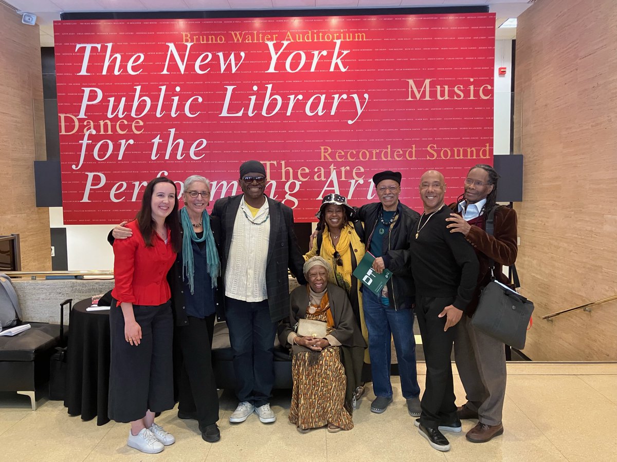 Recently, Emily Hawk spoke about the history of Dancemobile and some former alumni came to hear her speak! Pictured here from left to right are Emily Hawk, Jill Wiliams, Anthony Howell, Rashidah Ismaili, Patricia Dye, Noel Hall, Charles Epps, and Carl Paris.