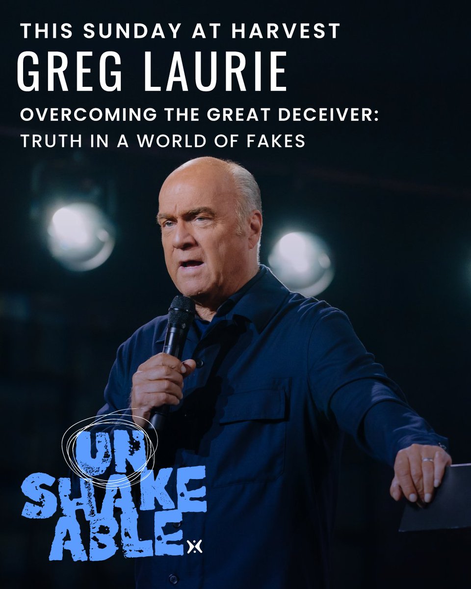 greglaurie's tweet image. Join us tomorrow as I continue in our Unshakeable series with a message titled "Overcoming the Great Deceiver: Truth in a World of Fakes." We will learn how to walk in the power of God's truth and resist temptation.
Services at 8 AM, 10 AM, and 12 PM PT in person at Riversideโฆ