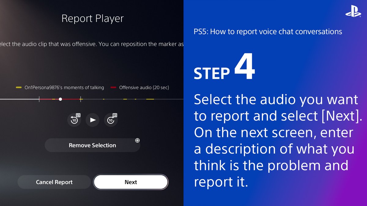 If you experience harassment in PS5 voice chat, report it by following the steps outlined in the image.

Our experienced moderation team will carefully review content and take appropriate actions.

💡How to report inappropriate voice chat
playstation.com/support/accoun…