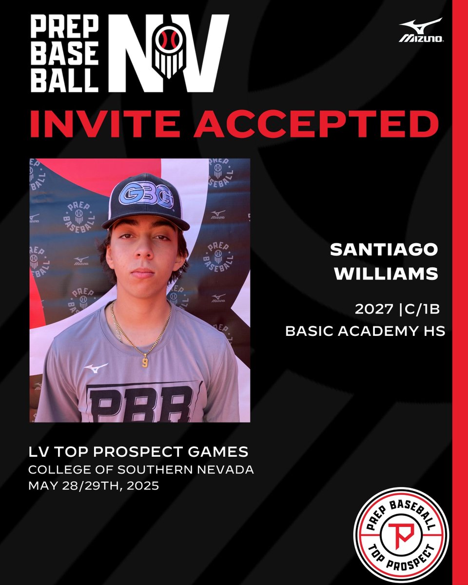 Prep Baseball Nevada (@prepbaseballnv) on Twitter photo We are excited to welcome '27 C/1B Santiago Williams to the ๐๐ฎ๐ ๐ฉ๐ฒ๐ด๐ฎ๐ ๐ง๐ผ๐ฝ ๐ฃ๐ฟ๐ผ๐๐ฝ๐ฒ๐ฐ๐ ๐๐ฎ๐บ๐ฒ๐โผ๏ธ
๐๏ธ May 28/29th
๐ College of Southern Nevada
๐ 2026 - 2028 Grads
๐ป TrackMan + VALD Performance
๐ฃ๐น๐ฎ๐๐ฒ๐ฟ ๐ฃ๐ฟ๐ผ๐ณ๐ถ๐น๐ฒโก๏ธ loom.ly/dz3UhP8 We are excited to welcome '27 C/1B Santiago Williams to the ๐๐ฎ๐ ๐ฉ๐ฒ๐ด๐ฎ๐ ๐ง๐ผ๐ฝ ๐ฃ๐ฟ๐ผ๐๐ฝ๐ฒ๐ฐ๐ ๐๐ฎ๐บ๐ฒ๐โผ๏ธ
๐๏ธ May 28/29th
๐ College of Southern Nevada
๐ 2026 - 2028 Grads
๐ป TrackMan + VALD Performance
๐ฃ๐น๐ฎ๐๐ฒ๐ฟ ๐ฃ๐ฟ๐ผ๐ณ๐ถ๐น๐ฒโก๏ธ loom.ly/dz3UhP8