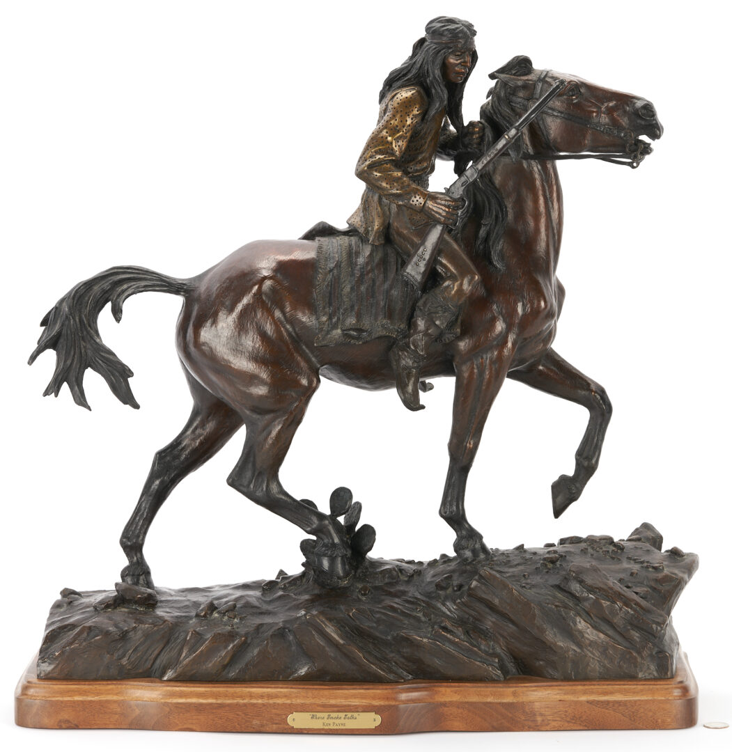 Ken Payne bronze 25" x 26" "Where Smoke Talks" 18/50
Auction: Sunday, May 18, 2025. Closing starts at 7:30 pm.
coachhouseauctions.hibid.com

Bronze de Ken Payne 25" x 26" "Where Smoke Talks" 18/50
Encan: Dimanche, 18 mai 2025. Fermeture commencent à 19h30.
coachhouseauctions.hibid.com