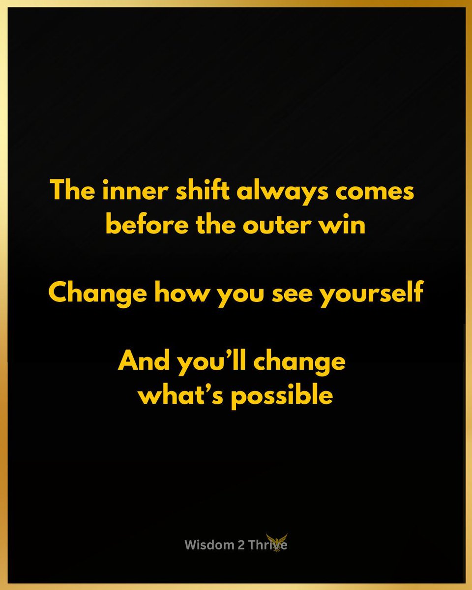Wisdom2Thrive's tweet photo. Success starts with a mental adjustment.

Before the habits, the strategy, or the hustle—your mindset has to shift.
You can’t create a new life with the same thinking that built the old one.
Upgrade your beliefs, and your behavior follows. https://t.co/cjQbv1idAn