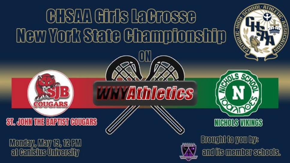 .<a href="/MonsignorMartin/">Pete Schneider</a> 🥍 <a href="/Canisius_Univ/">Canisius University</a> on <a href="/WNYAthletics/">WNY Athletics</a> YouTube/X/Facebook!

Sunday MMAA Boys Semis
3 PM <a href="/SFHS_Athletics/">SFHS Athletics</a> at <a href="/LaxNichols/">Nichols Vikings Lacrosse</a> 
5 PM <a href="/CanisiusSports/">Canisius HS Sports</a> at <a href="/SJCIAthletics/">SJCI Athletics</a> 

Monday <a href="/CHSAA/">CHSAA</a> Girls NYS Class A Final
Noon <a href="/SJB_DHS/">St. John the Baptist Diocesan High School</a> at <a href="/NicholsVikings/">Nichols Athletics</a> 

Tuesday 6 PM MMAA Boys Final