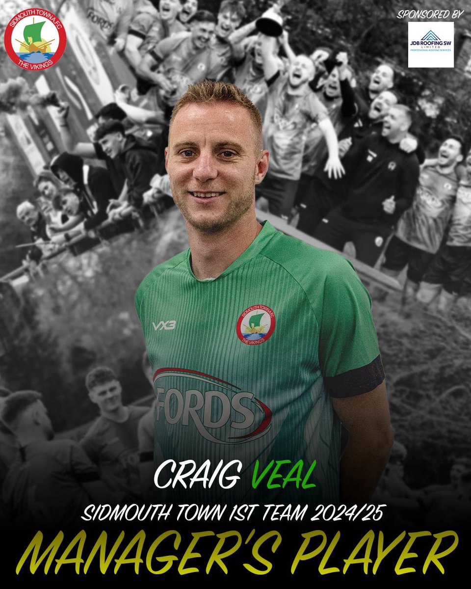 A debut season for the Vikings and one to remember ✨

2️⃣6️⃣ Appearances, 2️⃣4️⃣ Goals 

Sidmouth Town 1st team Manager’s Player Of The Year Award goes to Craig Veal 🏆

#UTV💚 #Vikings